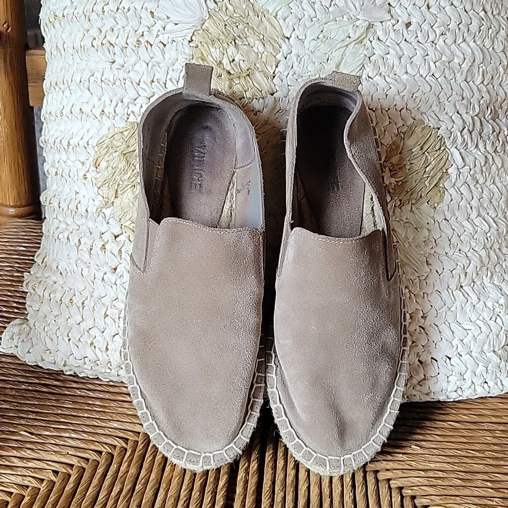 Vince Robin Espadrille Taupe Suede Flat Loafers, size 5M